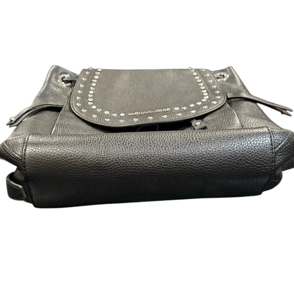 NWOT Michael Kors Riley Studded Black Pebbled Leather Drawstring Backpack Bag - Picture 5 of 13